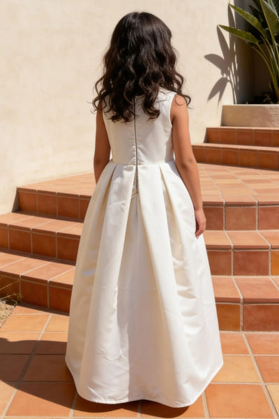 Fayon Kids by Preeti Jatia Off white satin gown FAYOAPR26D143186