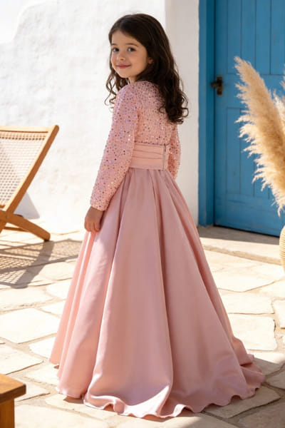 Fayon Kids by Preeti Jatia Pink sequin embroidered gown FAYOAPR26D143188