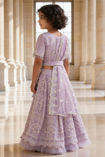 Fayon Kids by Preeti Jatia Lilac sequin embroidered lehenga set FAYOAPR26D143192