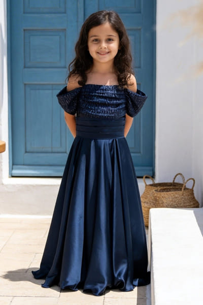 Fayon Kids by Preeti Jatia Blue sequin embroidery gown FAYOAPR26D143196