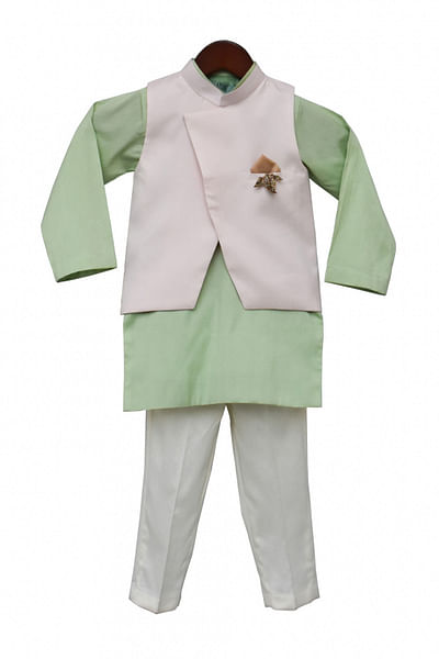 Peach Nehru jacket & kurta set
