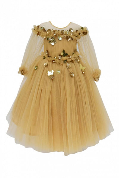 Golden net gown