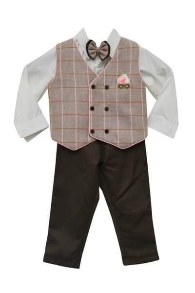 Checkered waist coat and pants set