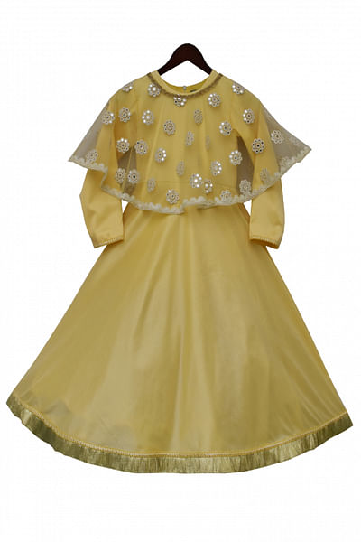 Anarkali dress with embroidered poncho