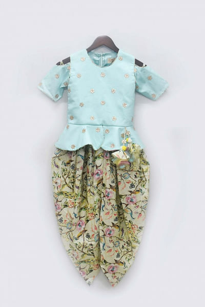 Blue peplum and dhoti