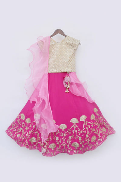 Pink embroidered lehenga set