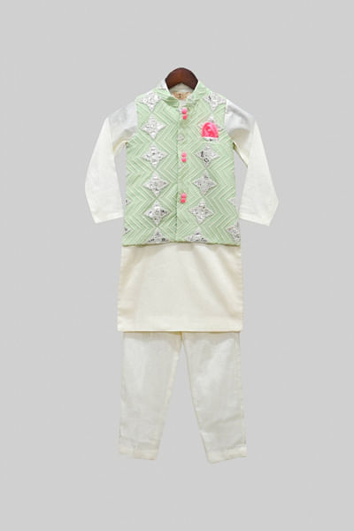 Embroidered jacket and kurta set