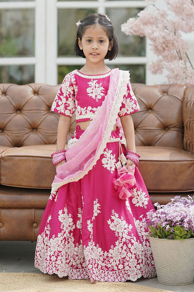 Pink embellished lehenga set