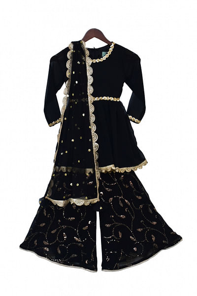 Black embellished sharara set