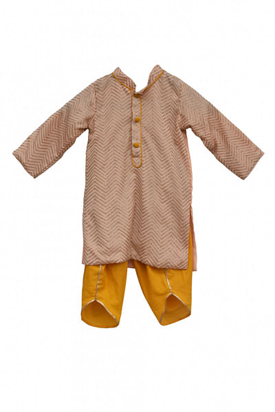 Peach kurta and dhoti set