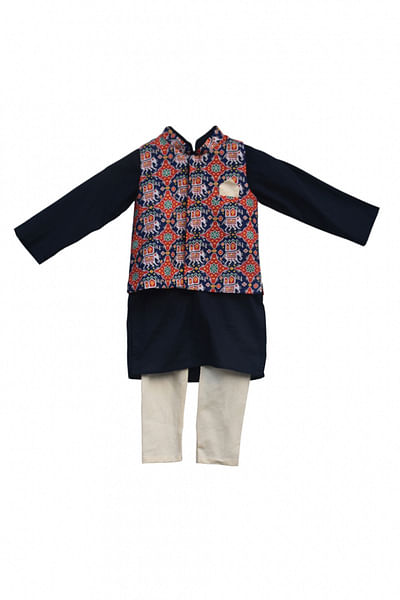 Patola printed Nehru jacket and kurta set