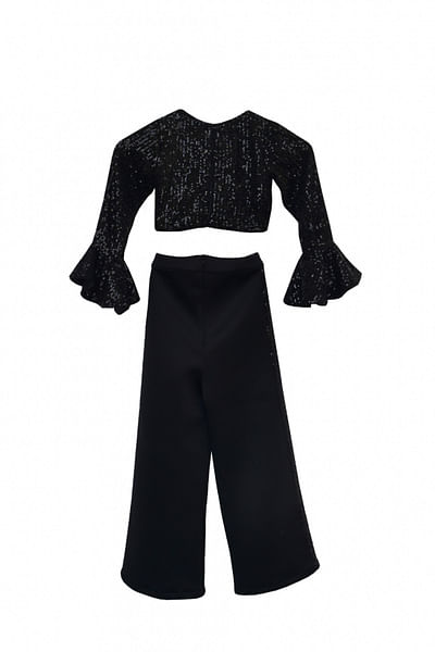 Black sequin embellished top and pants