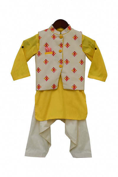 Multicoloured Nehru jacket and kurta set