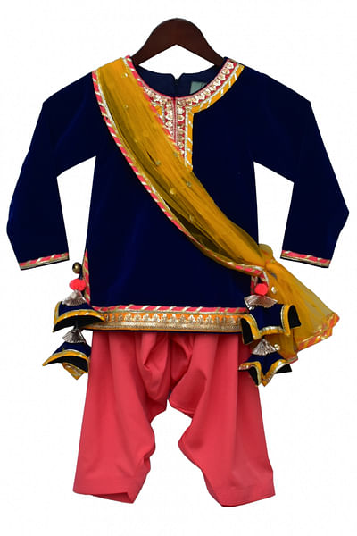 Blue velvet kurti salwar