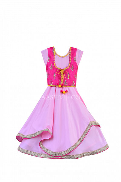 Flare anarkali with attached jacket