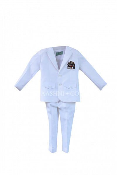White suit with patch