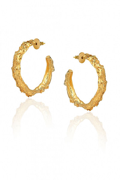 Gold textured hoops