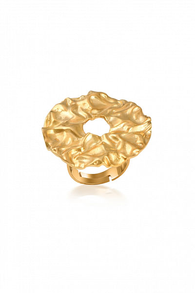 Beaten gold halo ring