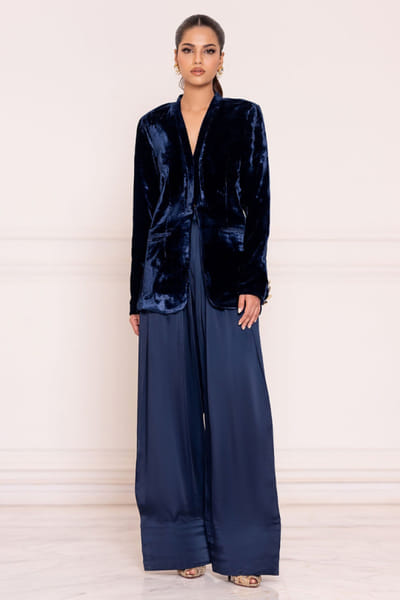 Blue velvet farshi salwar set