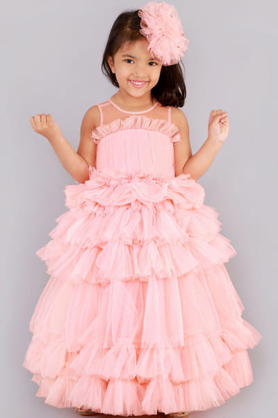 Pink ruffled gown
