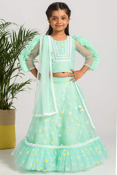 Mint printed lehenga set