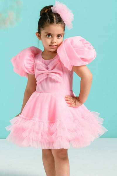 Pink tulle dress and hair clip