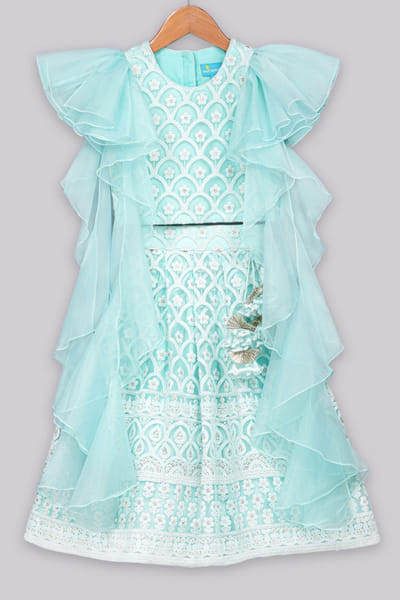 Blue embroidered lehenga set