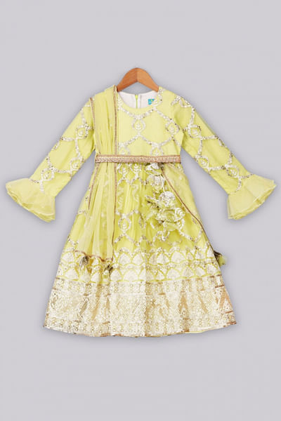 Light green embroidered anarkali set