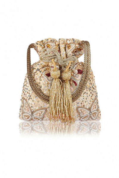 Gold butterfly potli bag