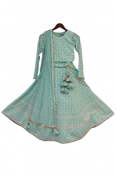 Blue lucknowi lehenga choli