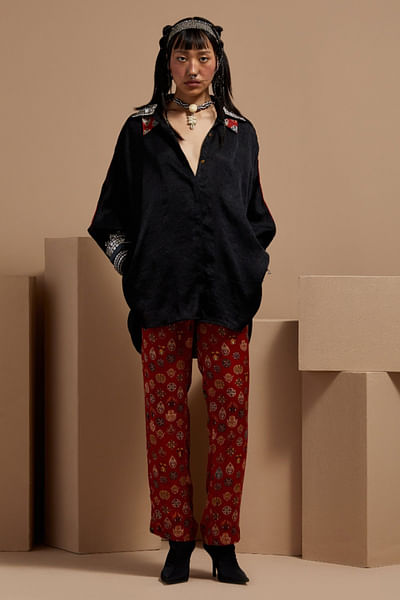 Black embroidered shirt