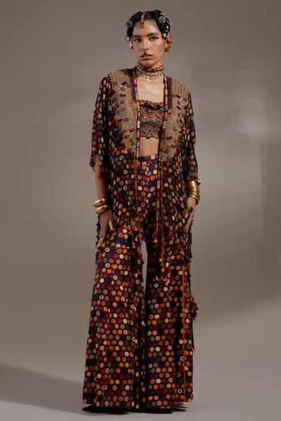 Purple printed jacket set