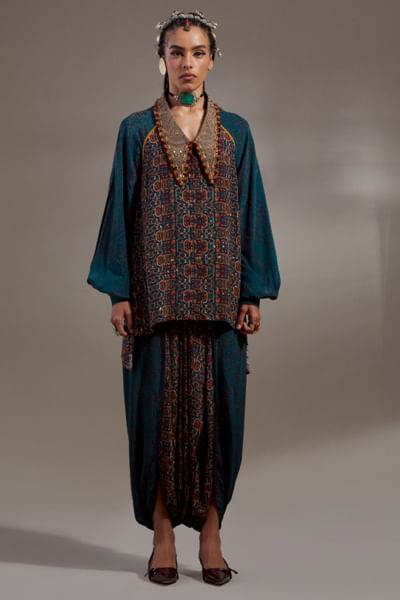 Green tribal printed co-ord set