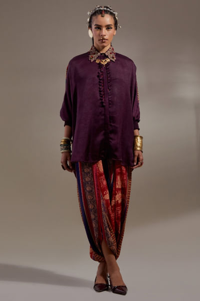 Purple embroidered tunic