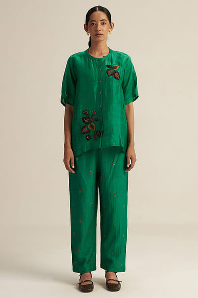Gaach Sage green bead embroidered co-ord set GAACAUG26D153148