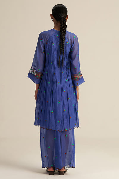 Gaach Blue floral embroidered tunic set GAACAUG26D153157