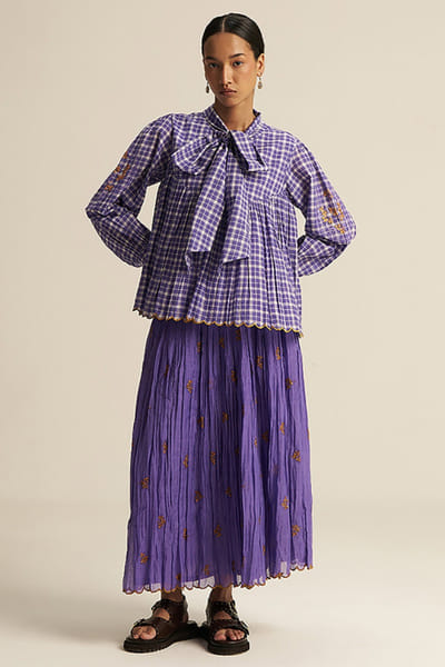 Gaach Lilac checks embroidered co-ord set GAACJUL26D150894