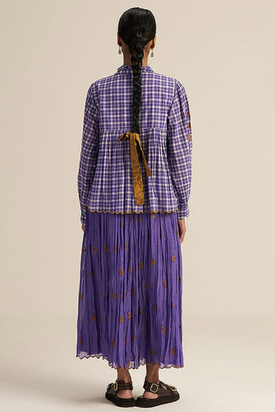 Gaach Lilac checks embroidered co-ord set GAACJUL26D150894