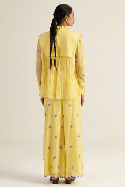 Gaach Butter yellow embroidered co-ord set GAACJUL26D150902