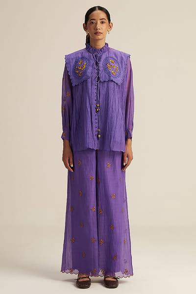 Gaach Lilac embroidered co-ord set GAACJUL26D150904