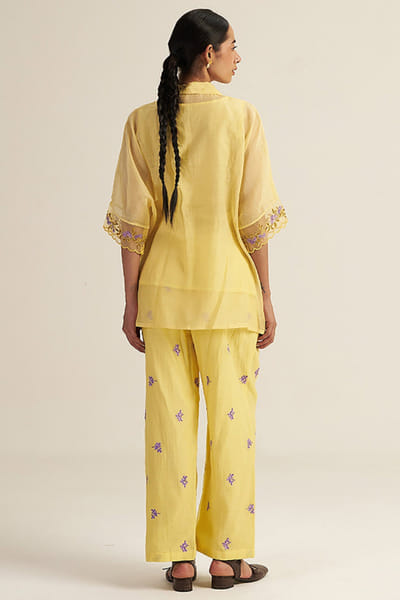 Gaach Butter yellow embroidery co-ord set GAACJUL26D150905