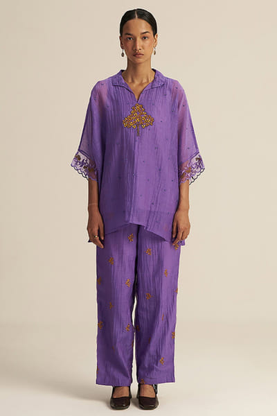 Gaach Lilac embroidery co-ord set GAACJUL26D150906