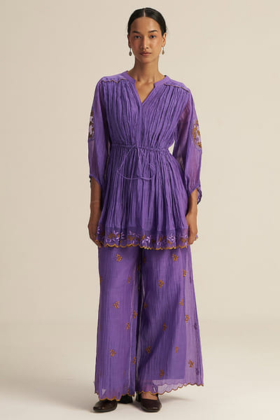 Gaach Lilac embroidered chanderi silk co-ord set GAACJUL26D250915