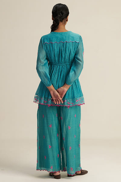 Gaach Sky blue embroidered chanderi silk co-ord set GAACJUL26D250917