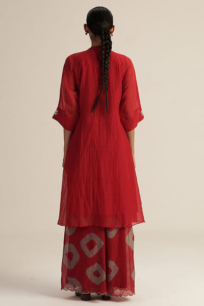 Gaach Red smocked and tie-dye co-ord set GAACJUL26D250925
