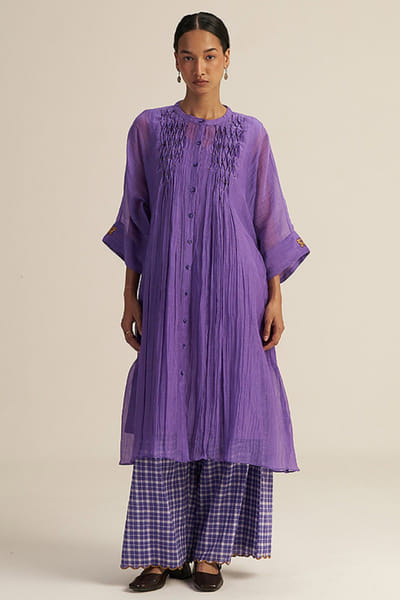 Gaach Lilac smocked and checkered co-ord set GAACJUL26D250928