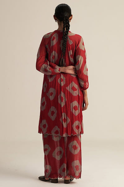 Gaach Red bandhani tie-dye co-ord set GAACJUL26D250931
