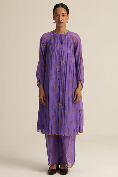 Gaach Lilac embroidered co-ord set GAACJUL26D250932
