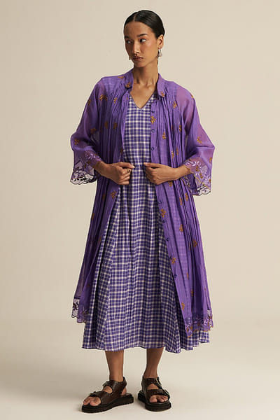 Gaach Lilac embroidered jacket-dress set GAACJUL26D150897