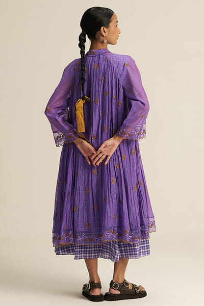 Gaach Lilac embroidered jacket-dress set GAACJUL26D150897